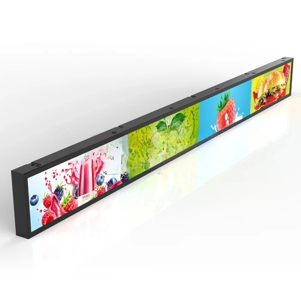 23.1 Inch Indoor Ultra-Wide LCD Screen Digital Shelf Advertising Display with Stretch Bar Mount for Indoor Use