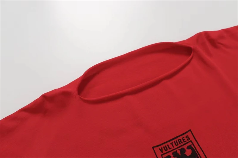 تي شيرت YZY Kanye بأكمام طويلة تي شيرت أحمر للرجال والنساء مقاس كبير تي شيرت #5