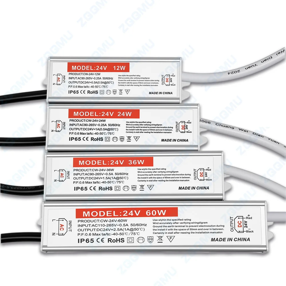 Waterproof Lighting Transformer Outdoor Light Power Supply AC110V~220V to 12V/24V12W 24W 36W 60W LED Driver LED Adapter