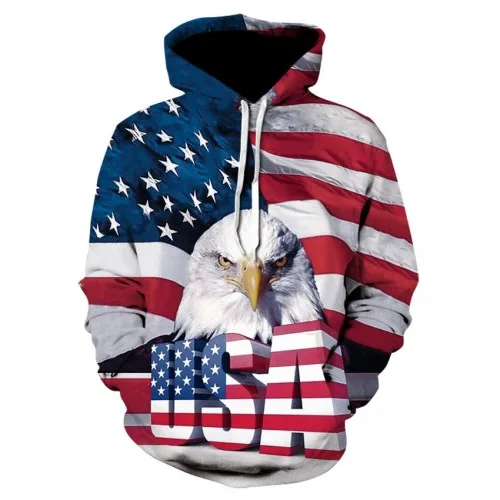 

Autumn 3D Print Fun Design Usa Flag Hoodie Fashion Men's And Women's Sports Street Wear Skateboard Thin Sweatshirt Pullovers