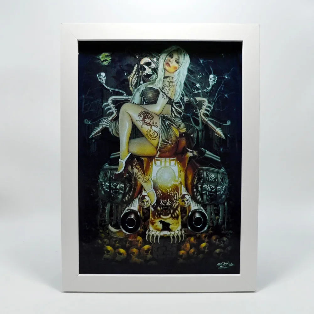 Скелет мотоциклетный Райдер потрясающая Татуировка искусство смерти винтажная картина на стену Лазерная виниловая струйная печать наклейка