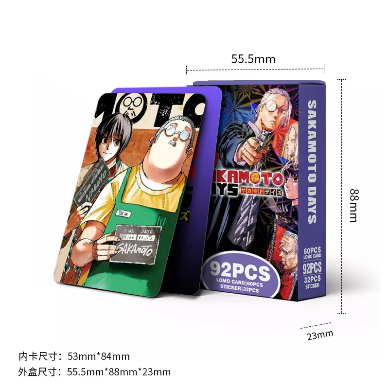 60+32Pcs/Set SAKAMOTO DAYS Card Japanese Anime Lomo Card Stickers Games With Postcards Message Photo Gift Fan Collection Toy