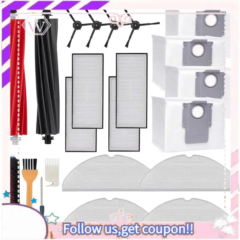 

Комплект аксессуаров A50F для робота-пылесоса Roborock S8 / S8+ / S8 Pro Ultra: двойная основная щетка, боковая щетка, HEPA-фильтр, салфетки для влажной уборки