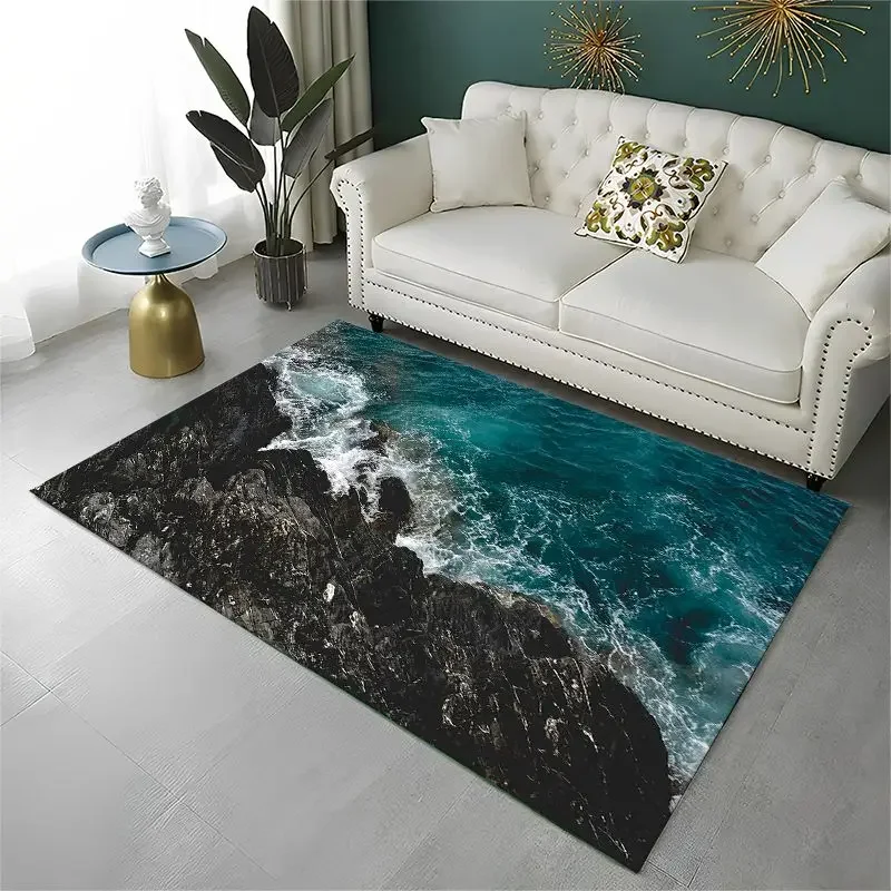 Mystery Sea Water Coastline Beach Reef Large Area Rug Non-slip Carpet for Bedroom Living Room Sofa Doormat Home Decor Floor Mat