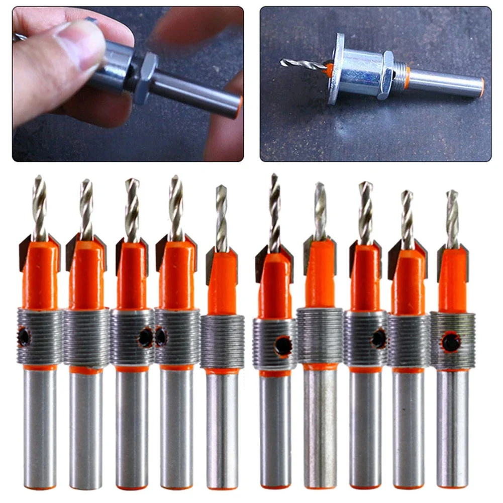 8/10mm Shank Adjustable Countersink Woodworking Router Core Limiter Alloy Drill Bits Wood Drilling Milling Cutter Power Tools