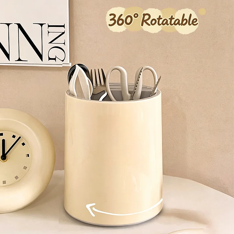 Kitchen Rotating Knife Holder Storage Rack Household Countertop Multifunctional Chopstick Barrel Kitchen Knife Chopstick Cage