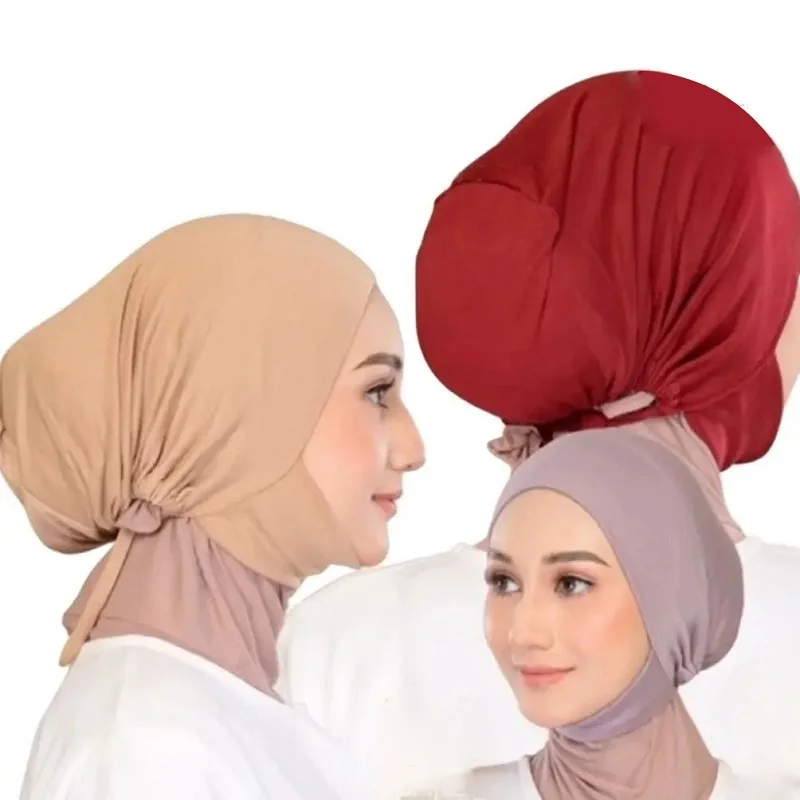 New Modal Inner Hijabs Muslim Women Undercaps Stretch Jersey Cap Islamic Turban Hat Bonnet 2024 Female Headwrap Turbante Mujer