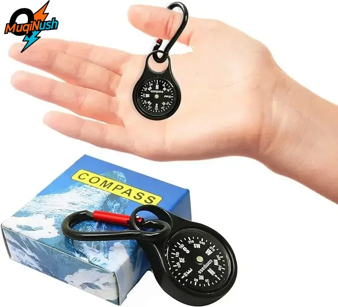 

MuqiNush Mini Survival Carabiner Compass-2-in-1 Zinc Alloy Clip-on Direction Keychain Holder Hook Tools for Outdoor Hiking