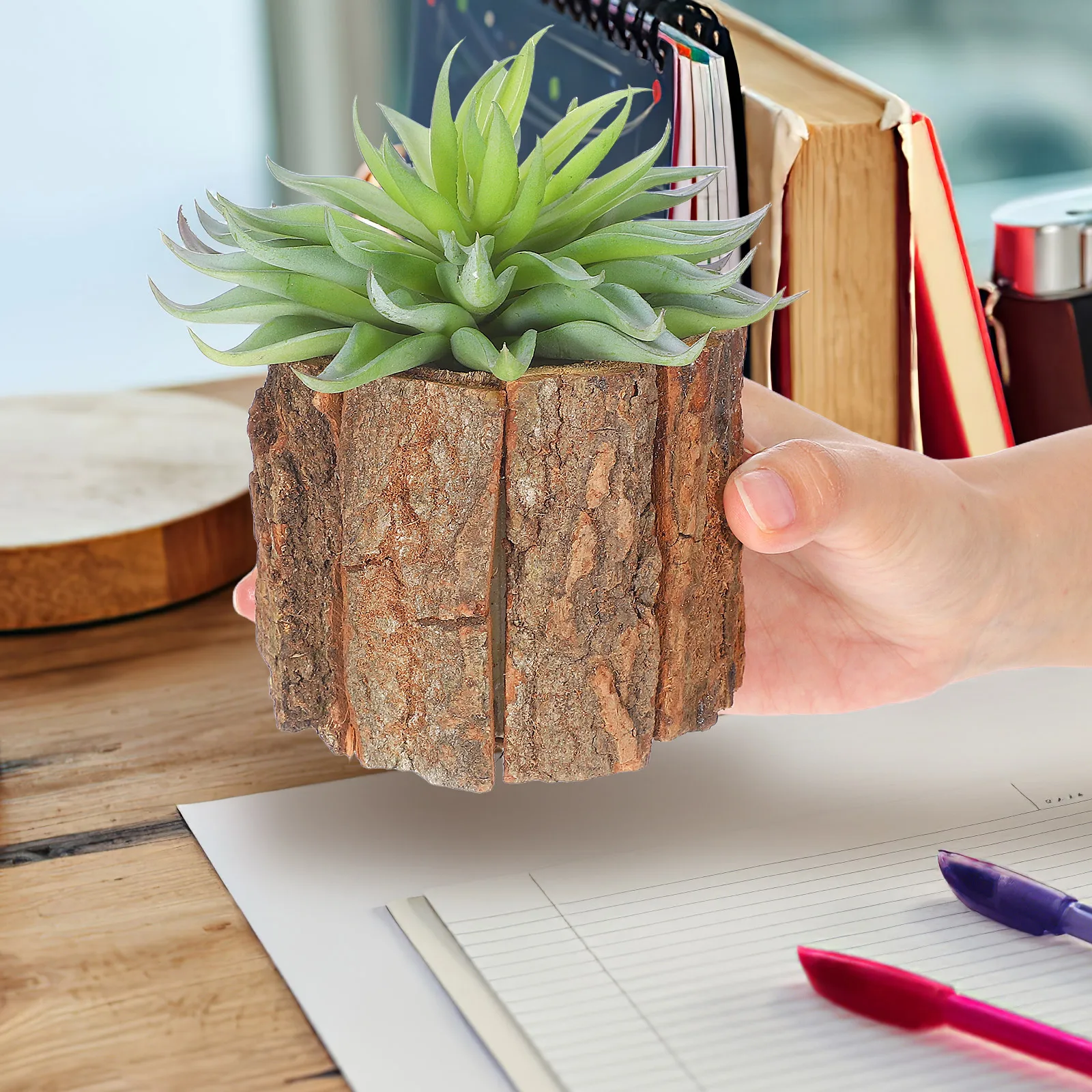 

3 Pcs Waterproof Birch Bark Flower Bucket 9x8cm Planter Pot Home Decor Wood Tree Stump Vase Flower Shop Garden