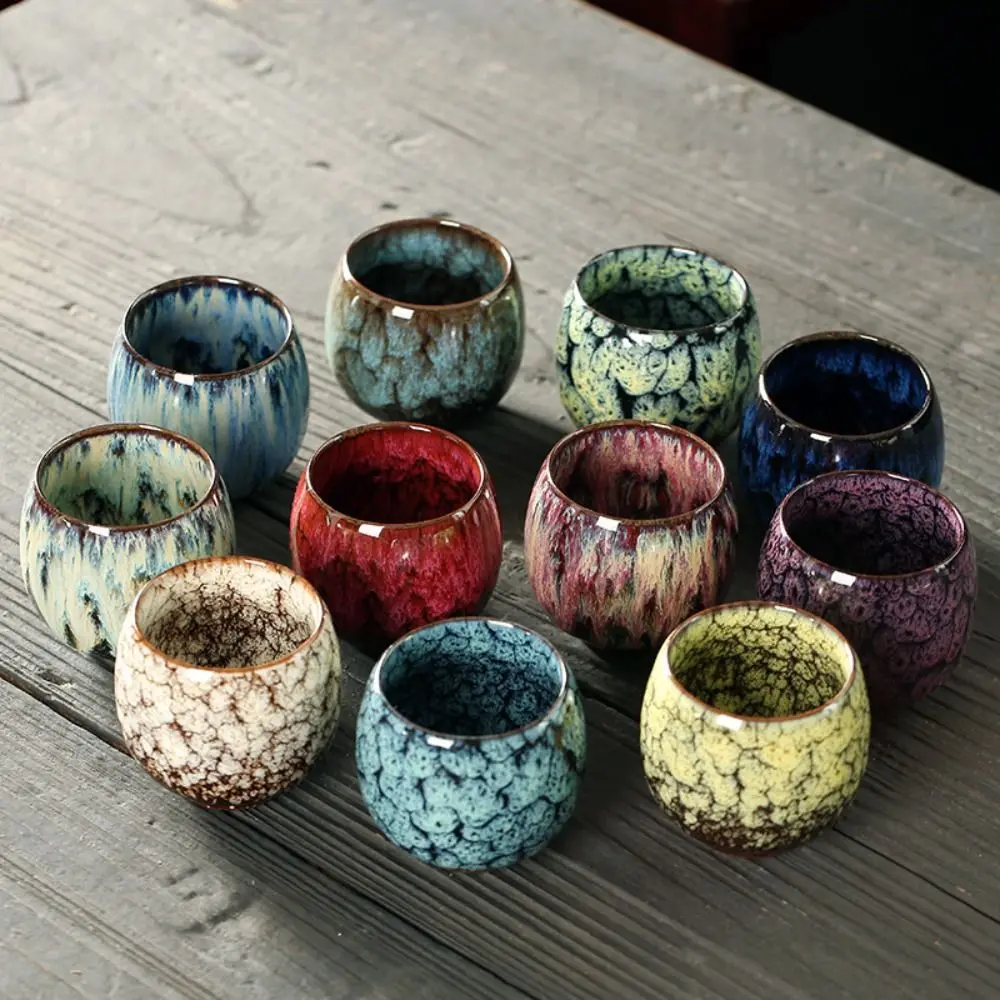 Japanische Keramik-Teetasse mit Ofentransformation, Espresso-Tasse aus Porzellan, Kung-Fu-Teetasse, Keramik-Kaffeebecher, Wein-Trinkgefäß