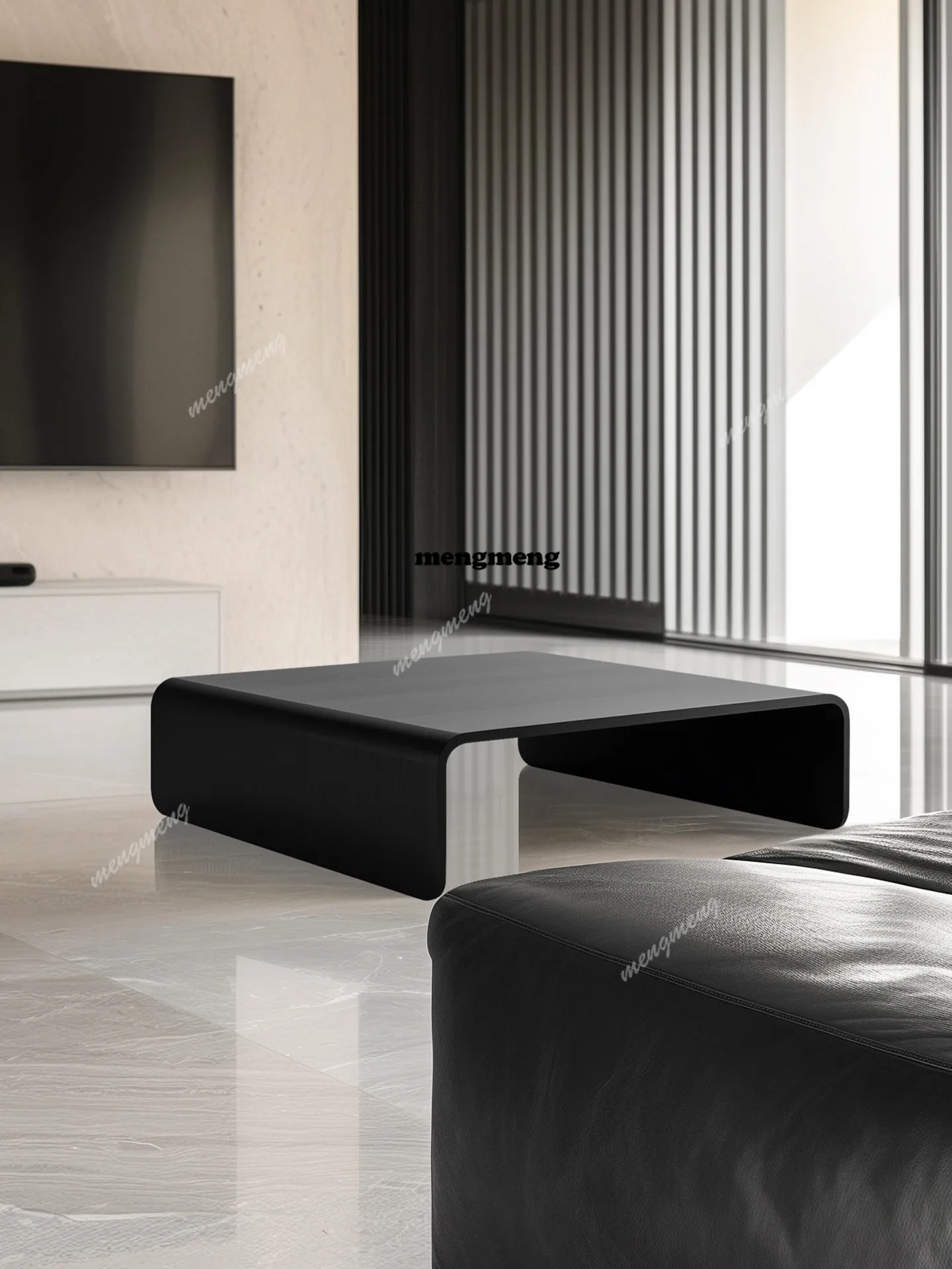 

Italian minimalist art creative square solid wood coffee table high sense designer large flat floor living room hollow table