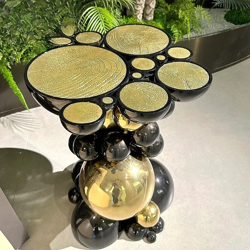 High-end metal bubble edge, design artistic etching, countertop, living room sofa, luxury side table
