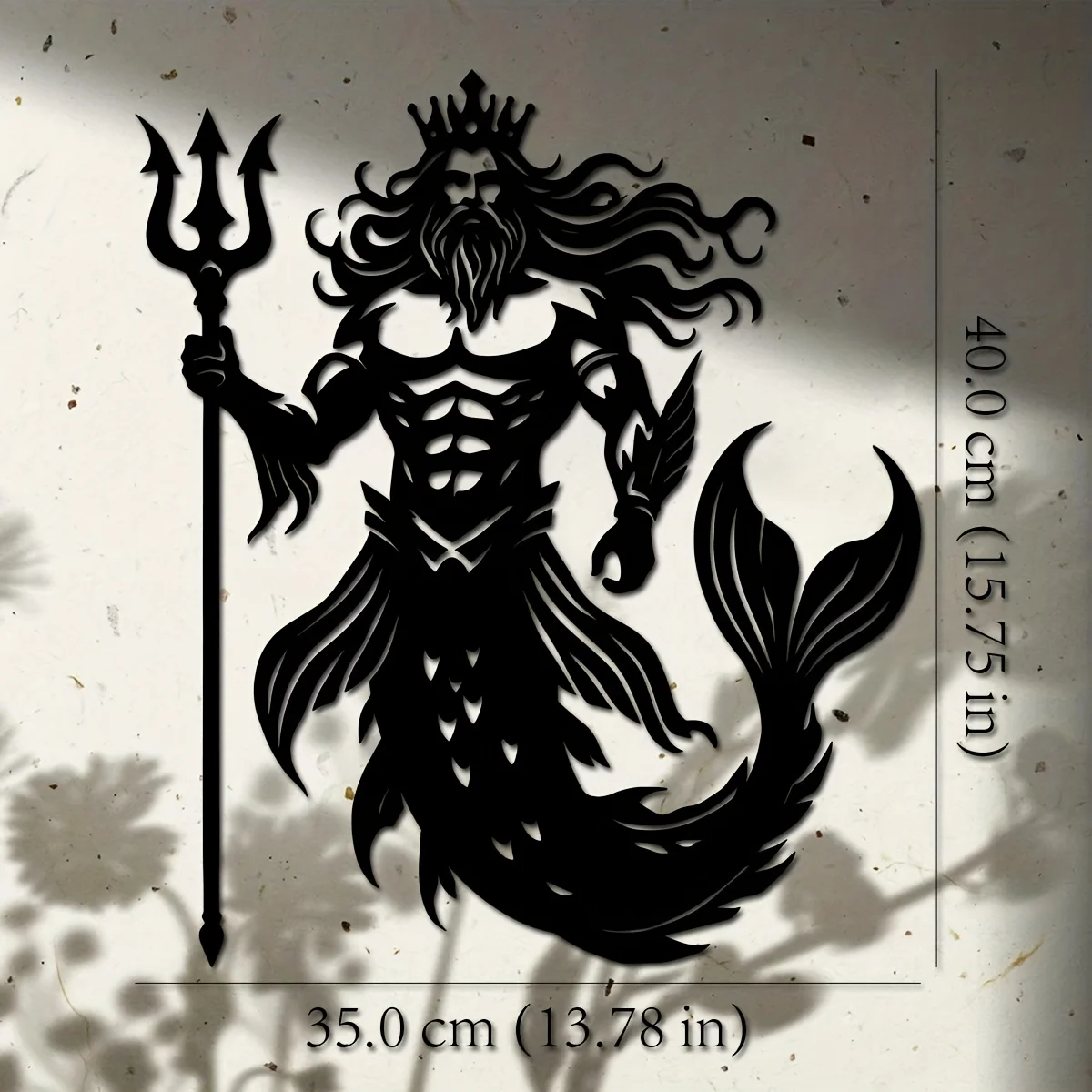Poseidon Trident Metal Wall Art Iron Greek God Neptune Mermaid Sculpture Beach Living Room Hanging Mural Nautical Decor Gift