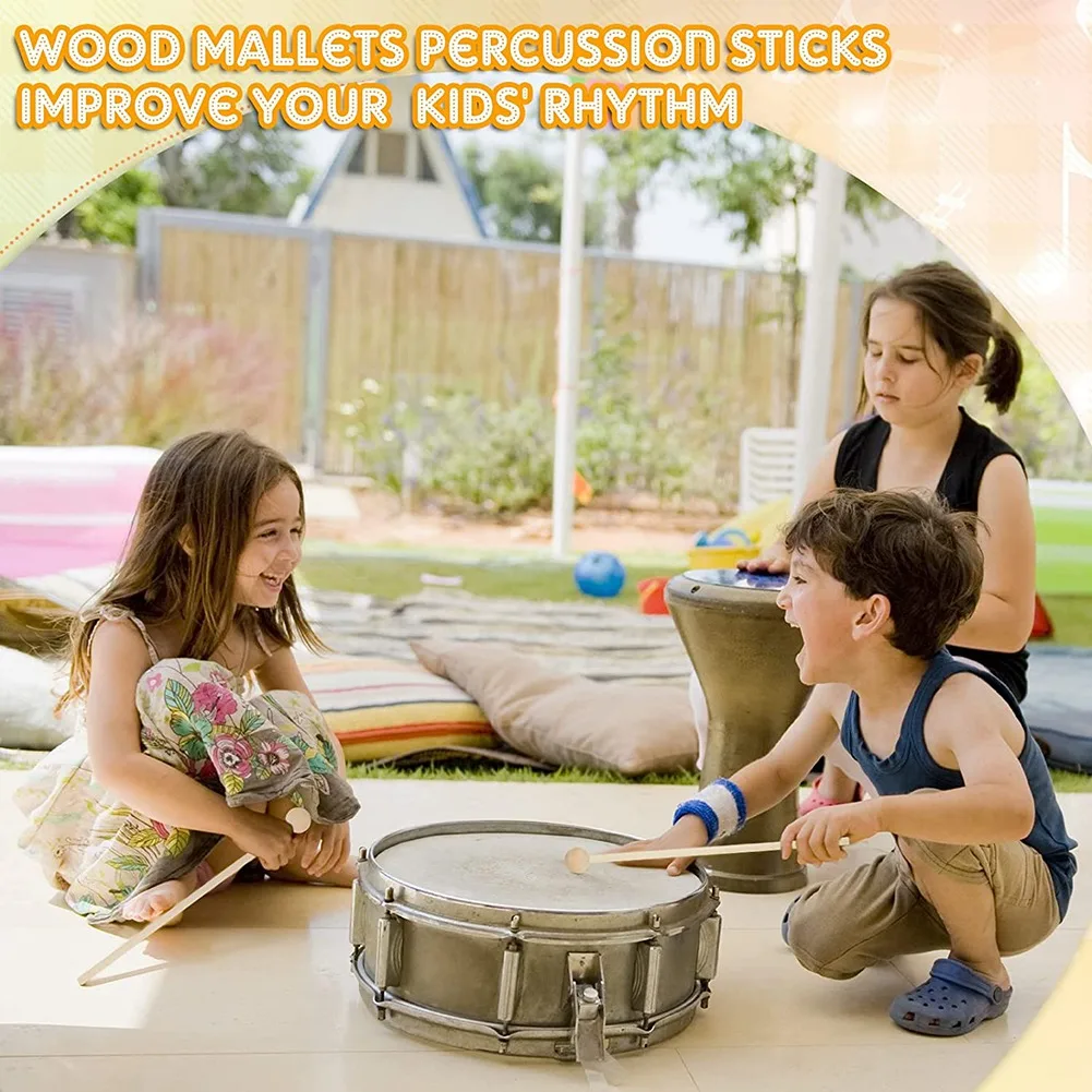 AEF6-20 Pcs Wood Mallets Percussion Glockenspiel Xylophone Mallets Sticks Wood Small Musical Drumsticks Chime,8.2 Inch