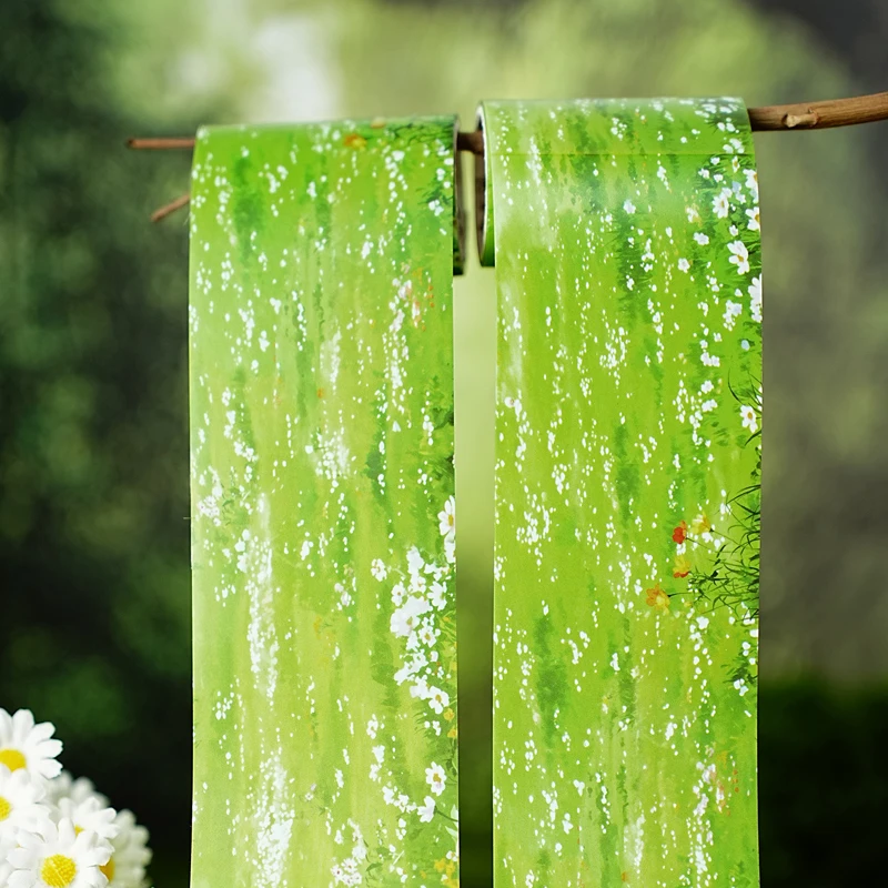 JIANQI 60mm*2m PET Grassland Lawn Tapes Stickers Scrapbooking Hand Account Adhesive hand made Diy Junk Journal Craft Supplies view 5