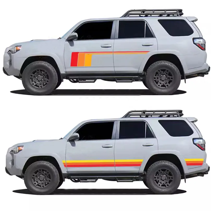 

Vintage Retro Tri-Color Stripe Decal 4X4 Off Road Stickers Vinyl Line Decal Kit Compatible with Toyota 4Runner 2009-2023