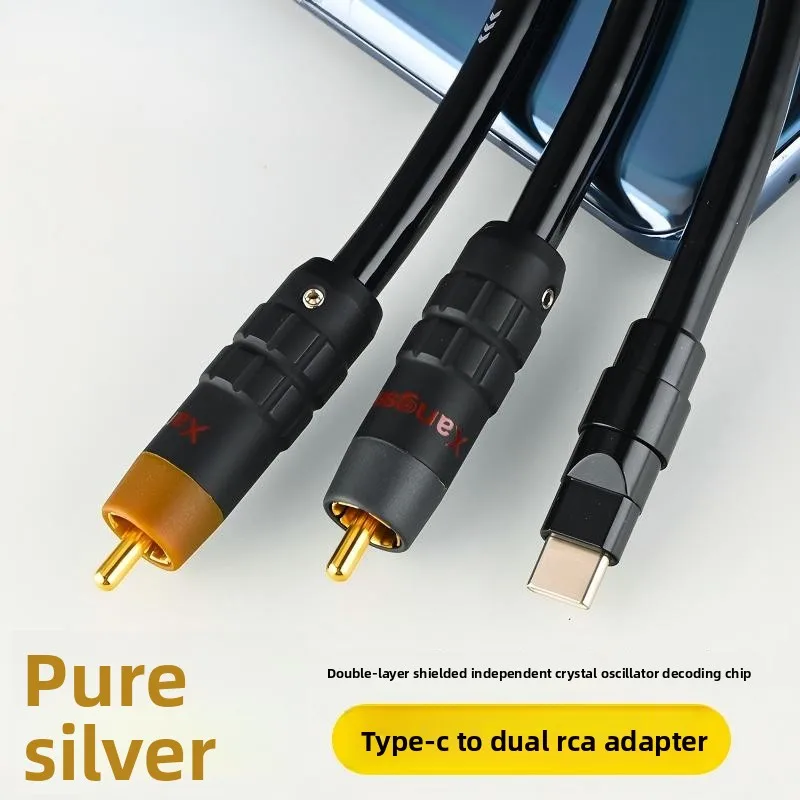 

Аудиокабель Fever Pure Silver Type-C - 2RCA HiFi для телефона, порт Android, двойной разъем RCA для усилителя