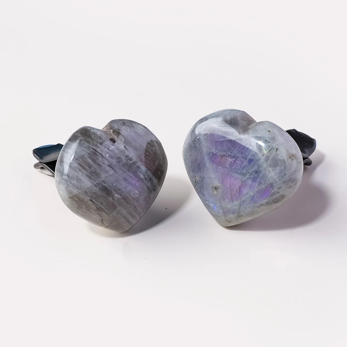1Pc Natural Labradorite Heart Air Vent Clip, Healing Crystal Car Ornament, Natural Gemstone Auto Interior Decor