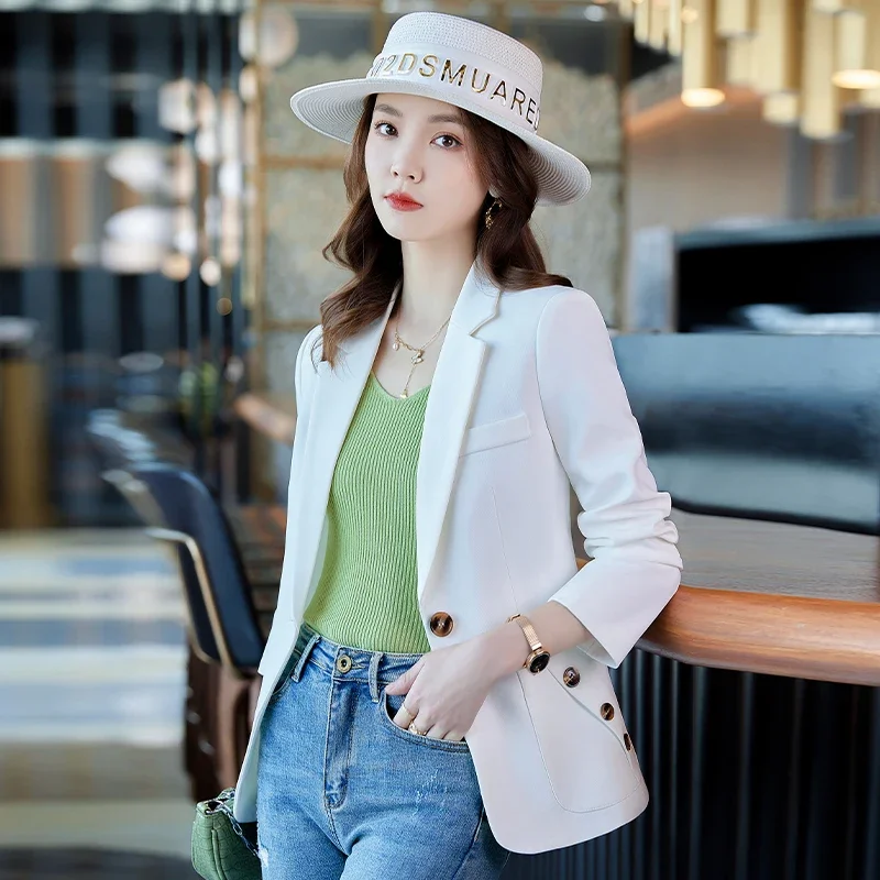 y2k Long Sleeve Office Ladies Blazer Women Black Blue White Female Business Work Wear Slim Formal Jacket For Autumn Winter R-969