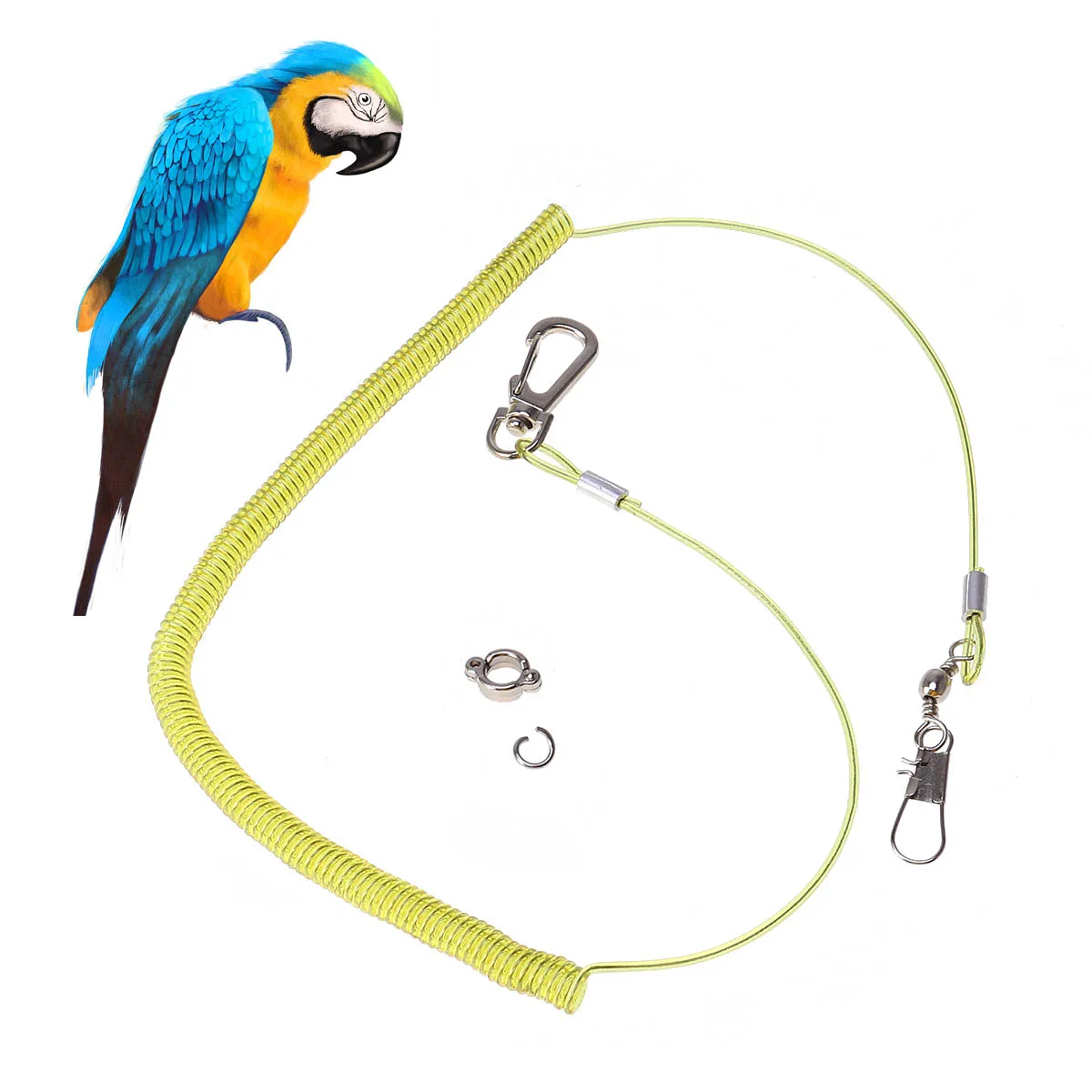 

3 Meters Parrot Leash Training Rope Anti-Bite Elastic String for Parrot Outdoor Activities Claw Ring Random Color