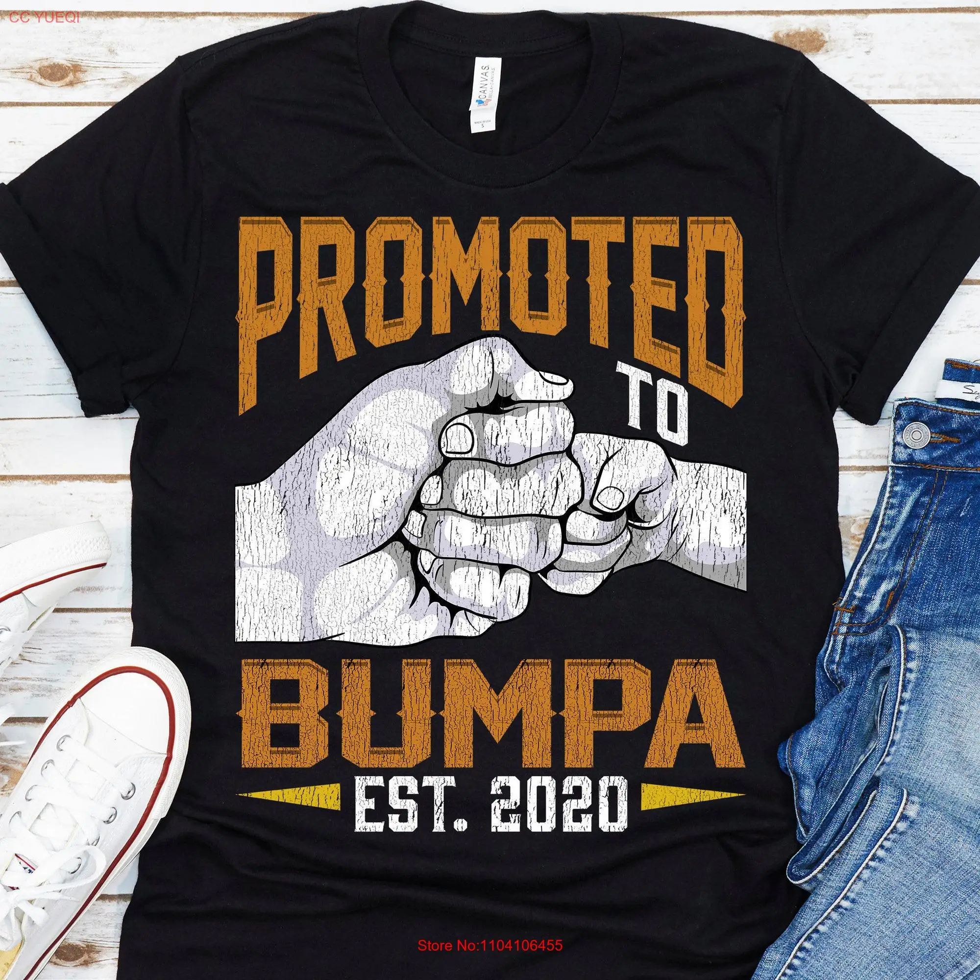 Promoted To Bumpa Est 2020 T Shirt Fathers Day Pregnancy Announcement For New Reveal long or short sleeves