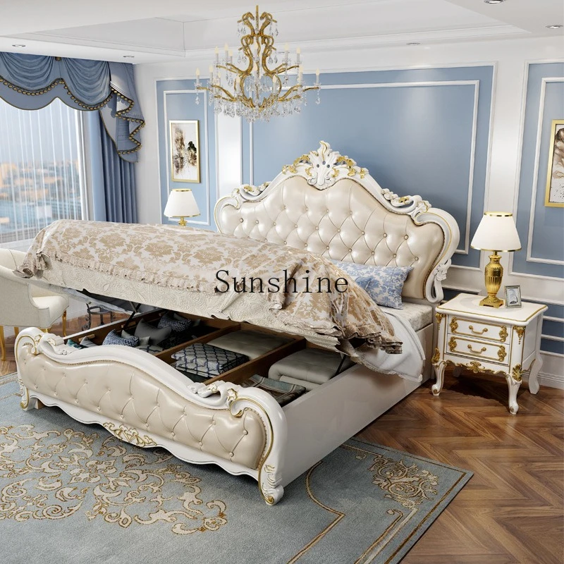 European double solid wood master bedroom 1.8 meters light luxury storage wedding bed