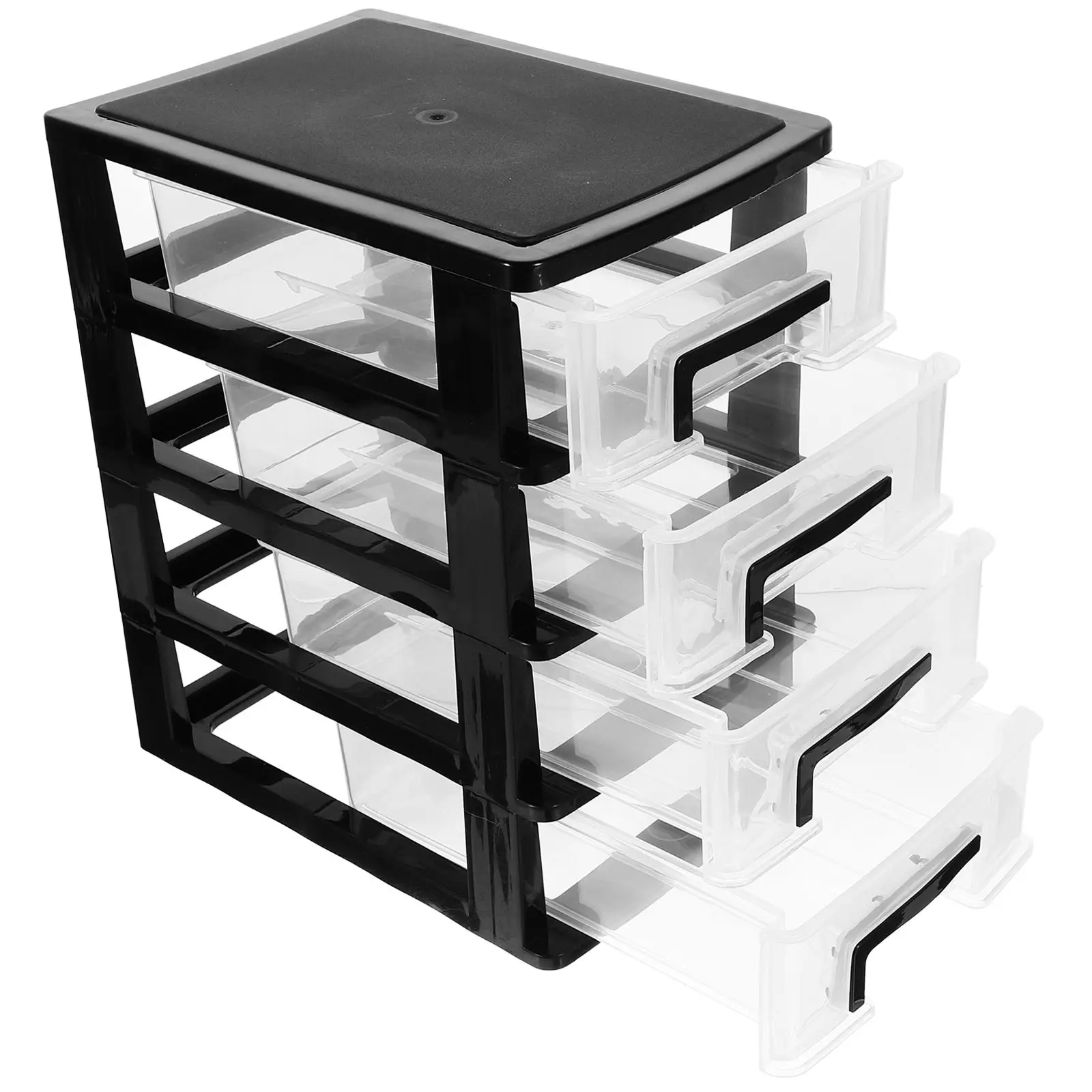 

4 Layers Drawer Type Storage Box Black Transparent PP Material Cosmetics Organizer Makeup Brush Holder Desktop Tidy