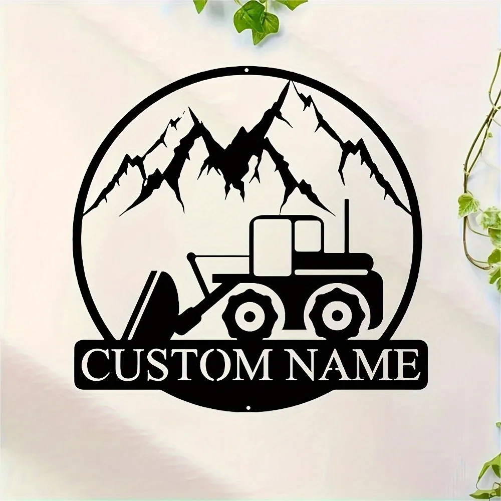 Custom Tailor - Made Metal Wall Sculpture Excavator Mountain Design Personalize Names Numbers Ideal Gift Wall Art Sign