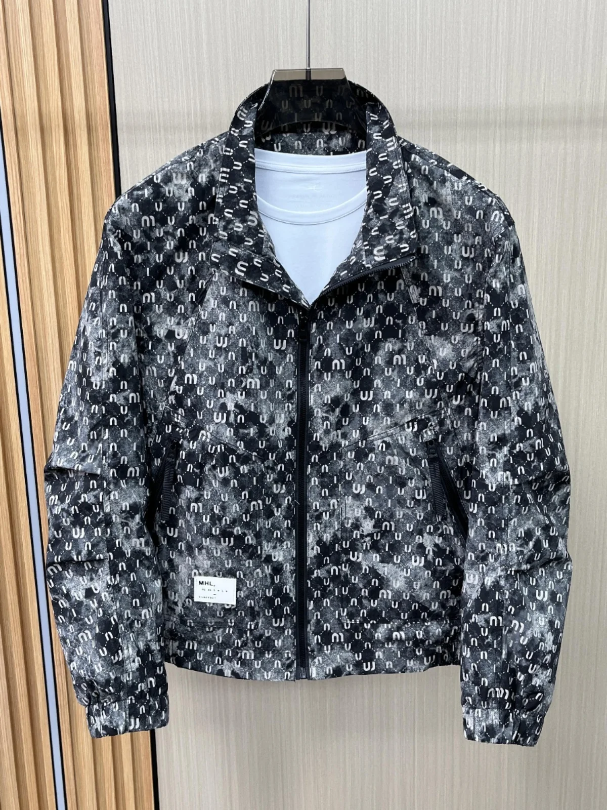 

Элитная модная мужская куртка с воротником-стойкой, весна-осень, трендовая, брендовая, Haome, на молнии, полиэстер/нейлон...