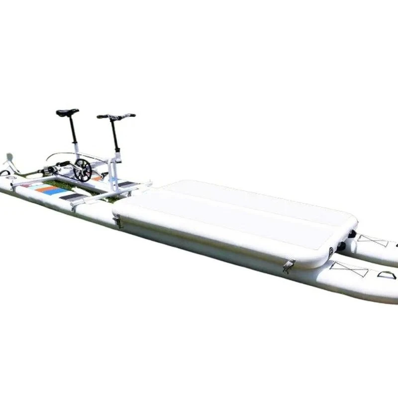 Inflatable floating bridge water bike pedal boat, used for outdoor entertainment and fishing activities