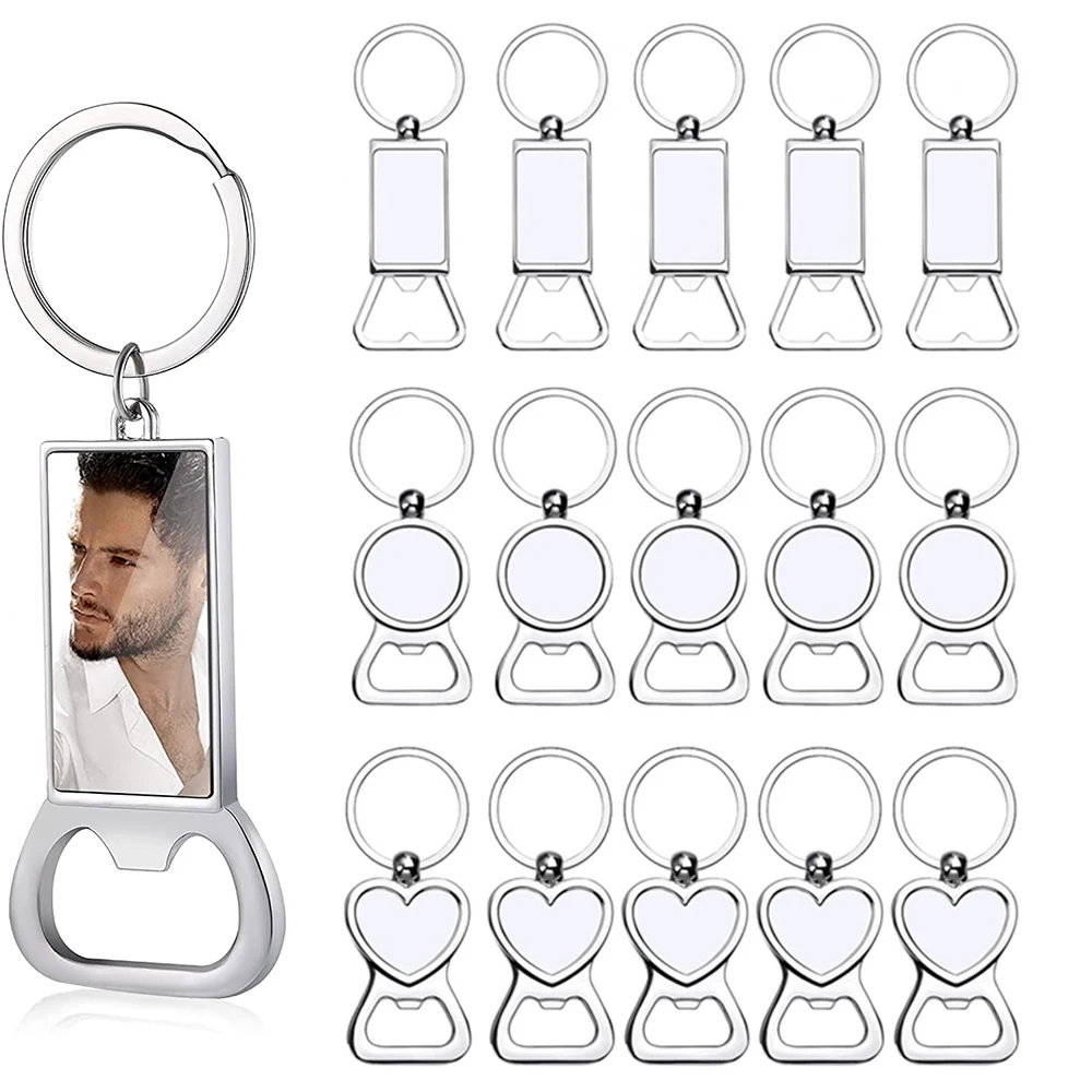 1/3 Stuks Sublimatie Metalen Blanco Sleutelhangers Flesopener Sleutelhanger Warmteoverdracht Sublimatie Sleutelhangers Aangepaste Sublimatie Foto