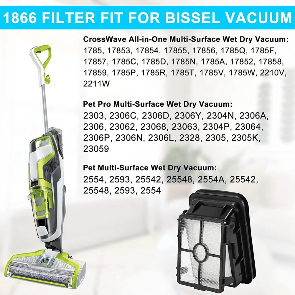 Replacement Filter for Bissell Crosswave Vacuum 1866 1785 2554A 2306 2306A 2554 1785A Replace 1608684 Filter