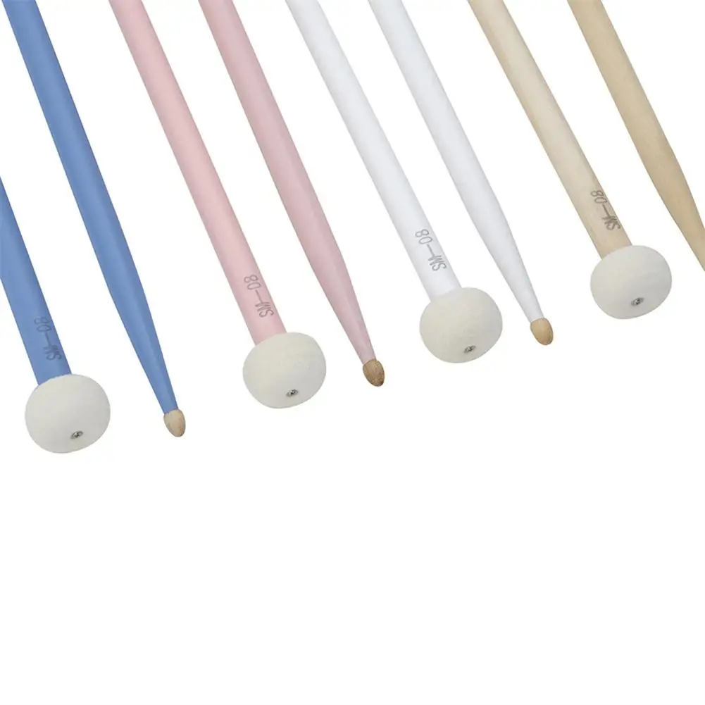 1 Pair Colorful Timpani Drumsticks Felt Head Drum Sticks Percussion Instrument Practice Playing Double-head Drum Hammer