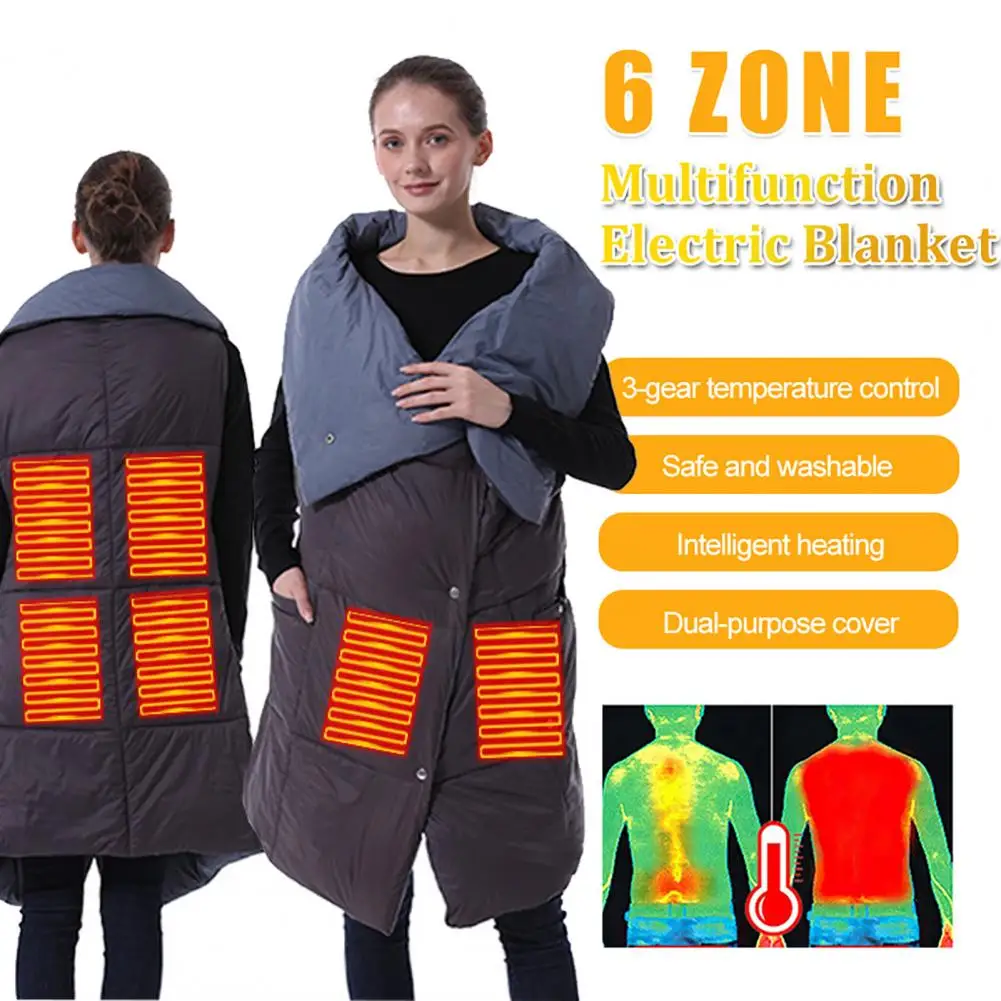 Electric Heating Shawl 3 Speed Temperature Mode Dual Control  Rapid-heating Winter Electric Blanket Tents Camping Heated Vest