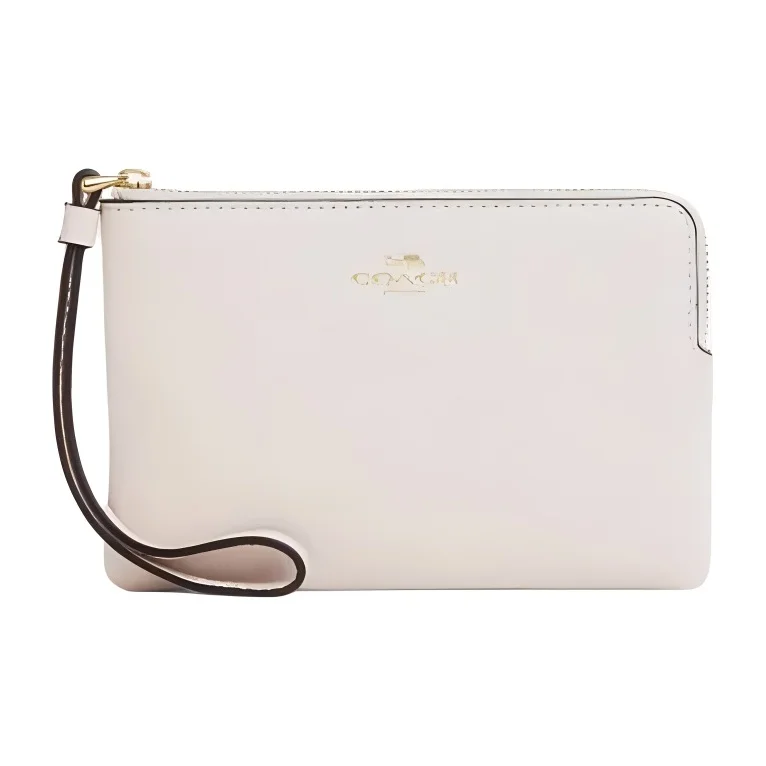 COACH Corner Zip Cow Leather Wrist Clutch Small Women's White CP483-IMCHK