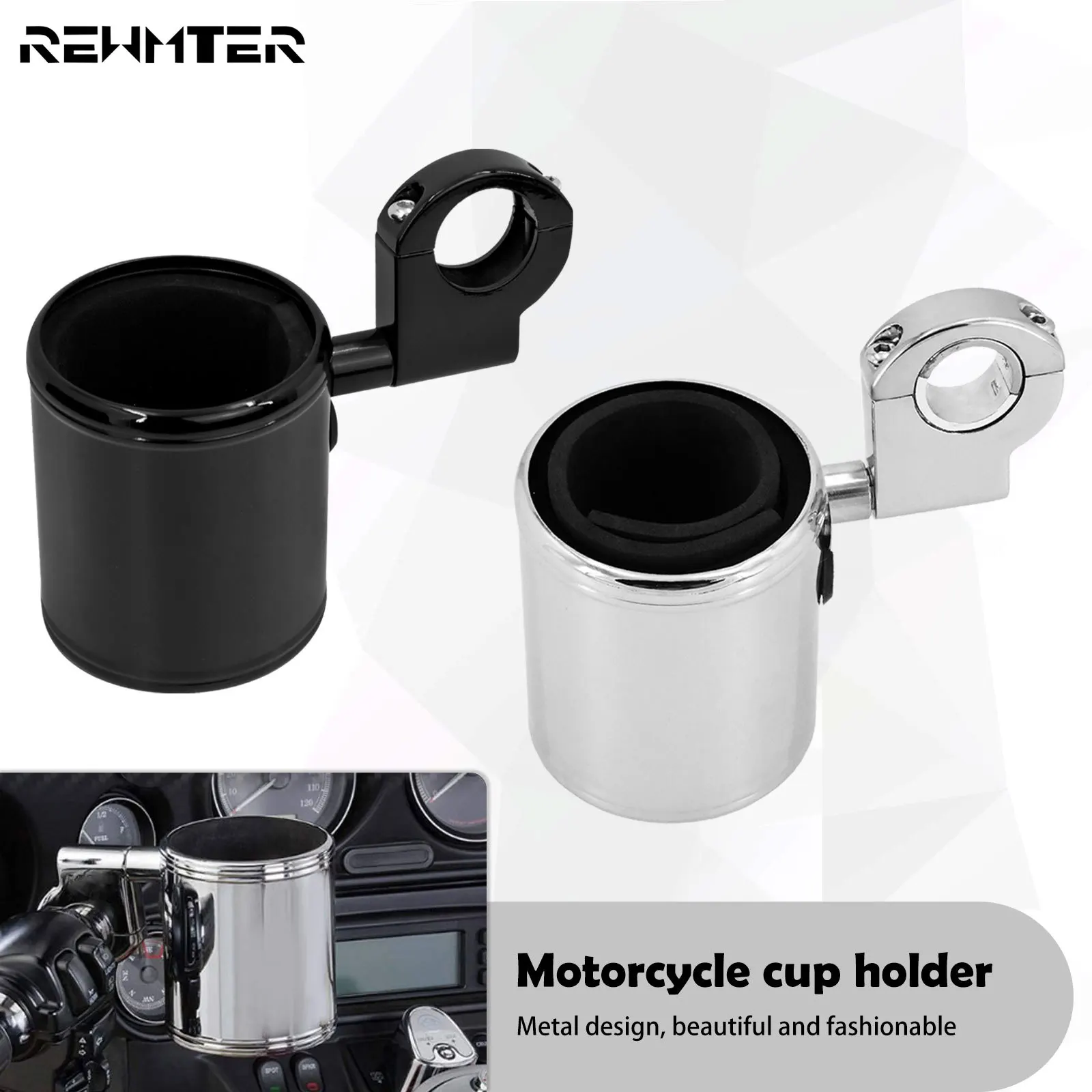 

Black/Chrome Motorcycle Adjustable Cup Holder Handlebar Holders For Harley Touring FLHX FLHT FLHR Softail FXBB Dyna Sportster XL