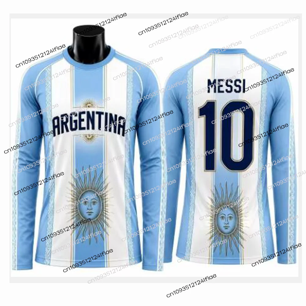 2026 New Arrival Argentina Fan Special Edition Football T-Shirt, Messi No. 10 Football Jersey, Men's Long-Sleeve Sports T-Shirt