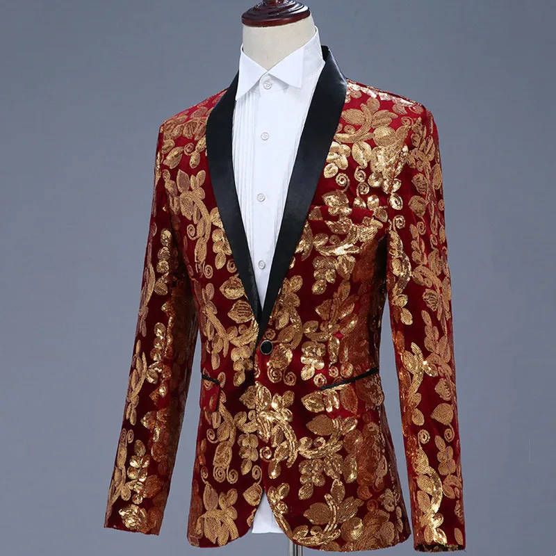 

Мужские бархатные костюмные пиджаки с цветочной вышивкой, мужские формальные пиджаки для свадьбы, банкета, вечерняя вечеринка, смокинг для фотосессии певицы