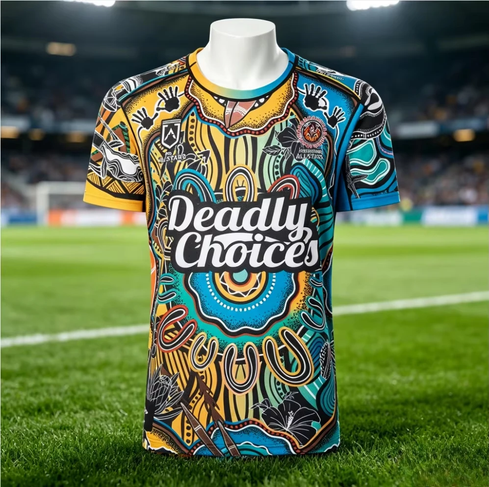 2026 NRL Indigenous All Stars Rugby League Jersey Men Short Sleeve Aboriginal Art Football Shirt Quick Dry Fans Uniform