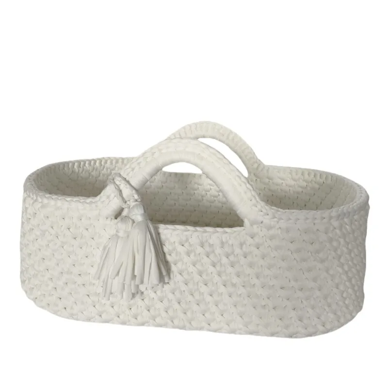 Hand Crocheted Single Layer Moses Cradle Cotton Rope Woven Crib Cloth Strips Woven Newborn Cradle