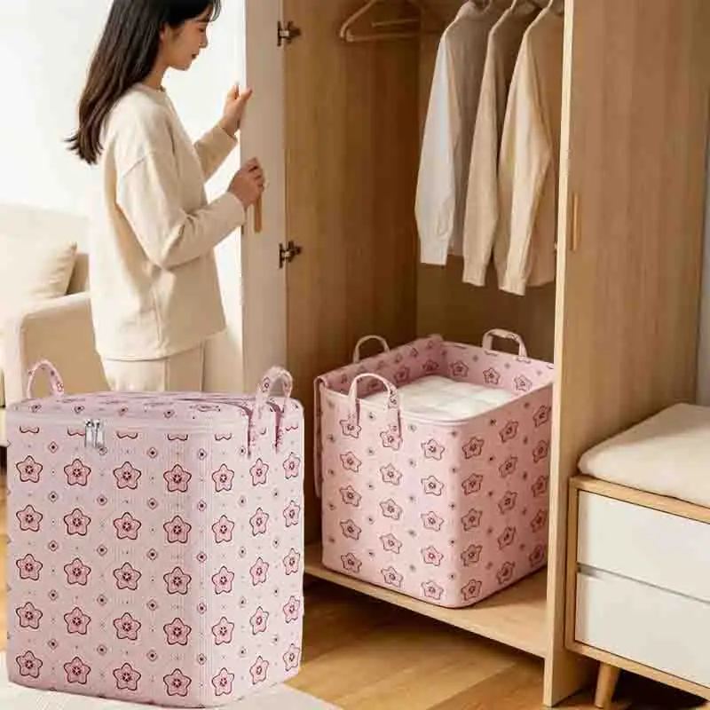 Large Capacity Durable Luggage Bag Quilt Storage Bag for Household Moving Foldable Clothes Comforter Packing Sack for Students