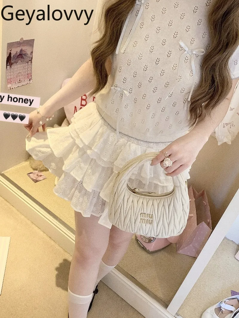 Gonna corta retrò torta di fascia alta originale giapponese Estate nuove ragazze dolci e carine Minigonne versatili a vita alta