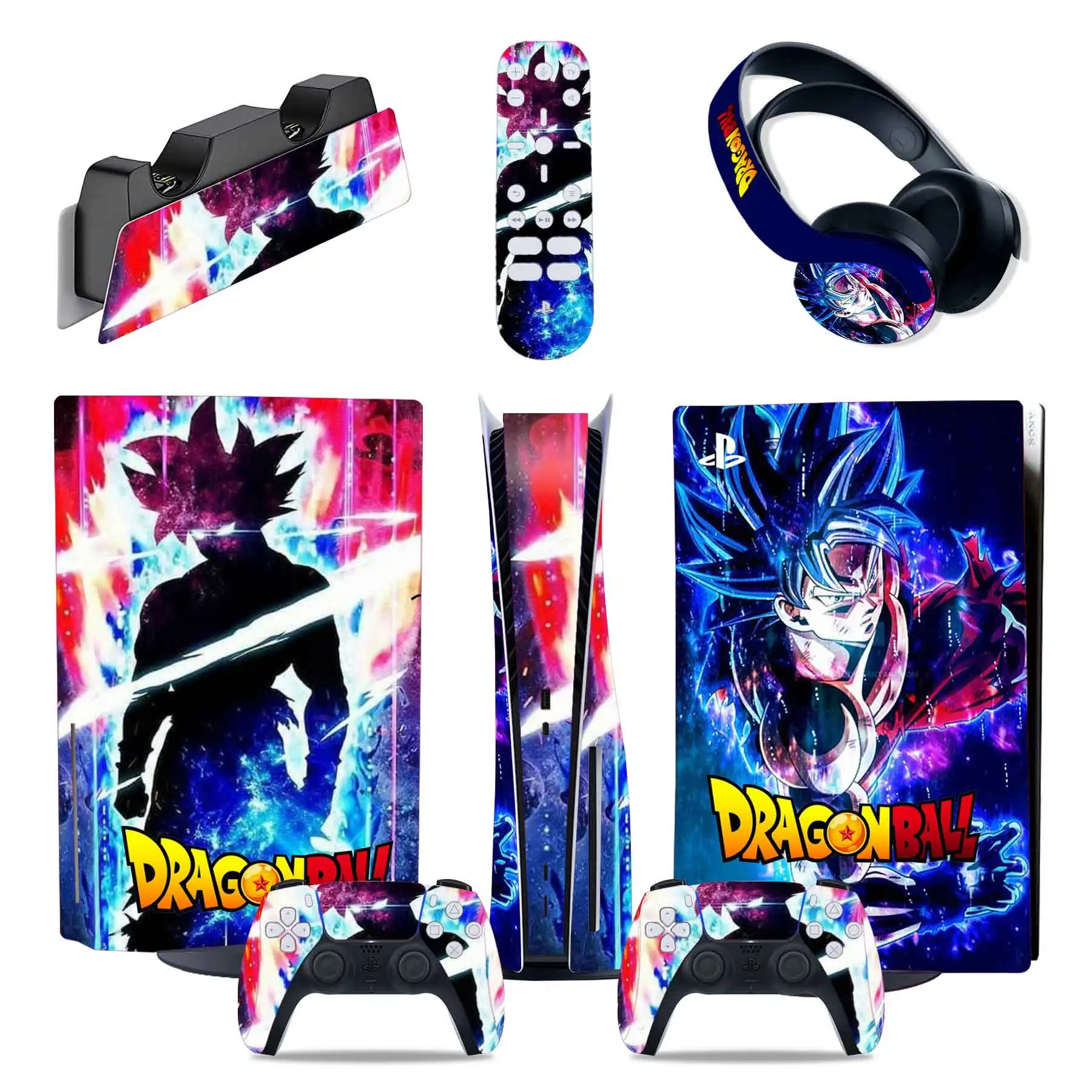 Dragon Ball Goku PS5 Disc Edition Skin Anime Sticker Decal Cover For PlayStation 5 Console Controller 5 in 1 Skin Sticker Vinyl