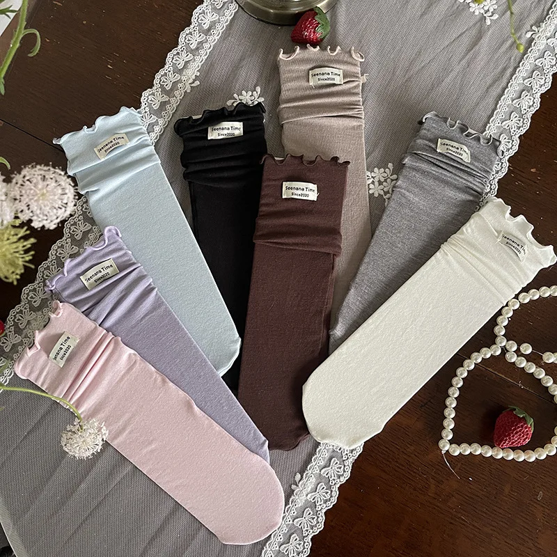 

3-8T Baby Cute Sock 2026 New Summer Kids Calf Socks 8 Colors Children Straight Socks Sweet Solid Color Girls Knee-high Socks