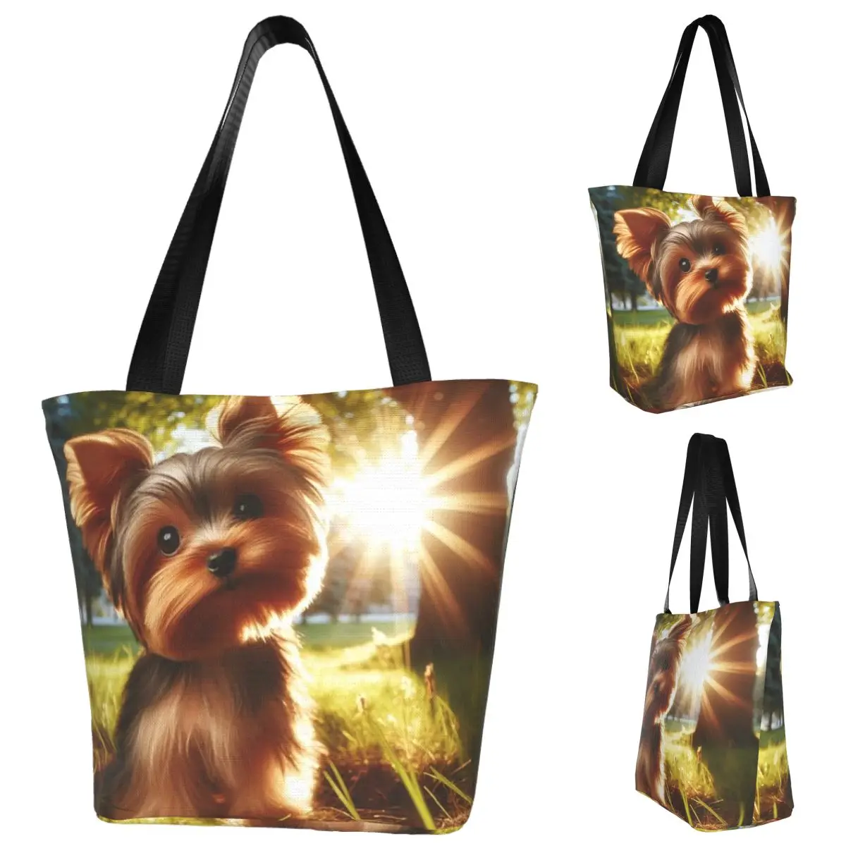 

Yorkshire Terrier Dog Yorkie Lover Shopping Tote Bag Canvas Large Capacity Shoulder Bags Shopper Grocery Handbag for Women