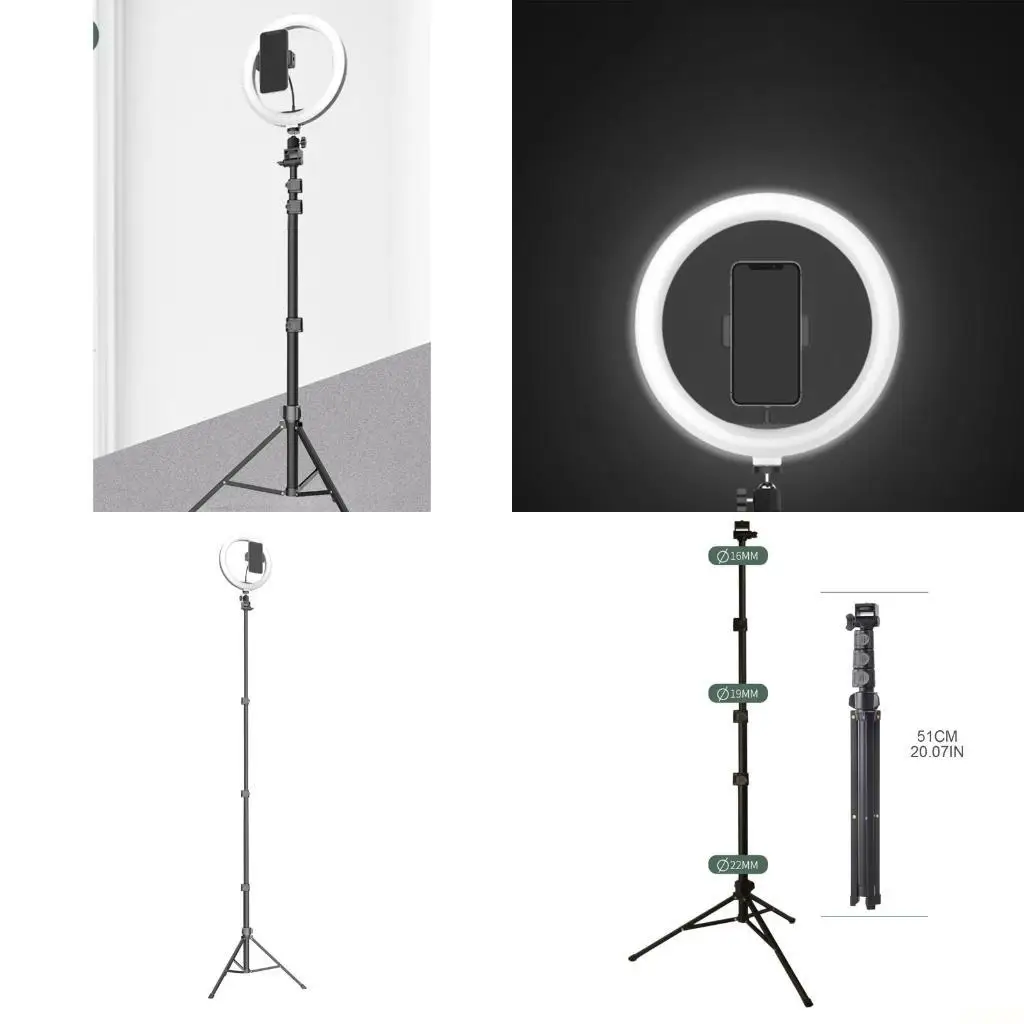 B03F Anillo luz LED regulable para selfies 10 pulgadas con trípode y soporte Fotografía lámpara 170