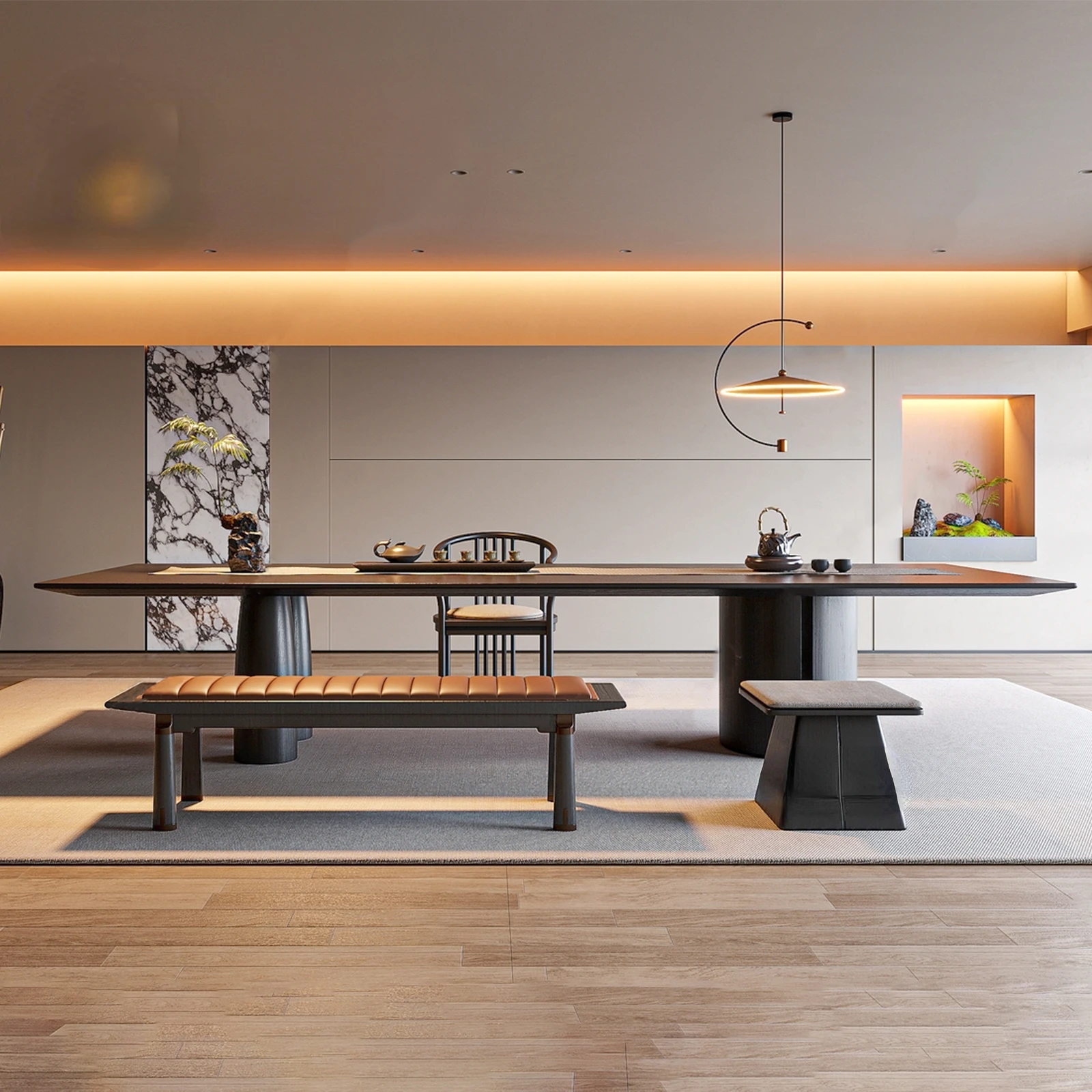 

New Chinese solid wood tea table and chair combination