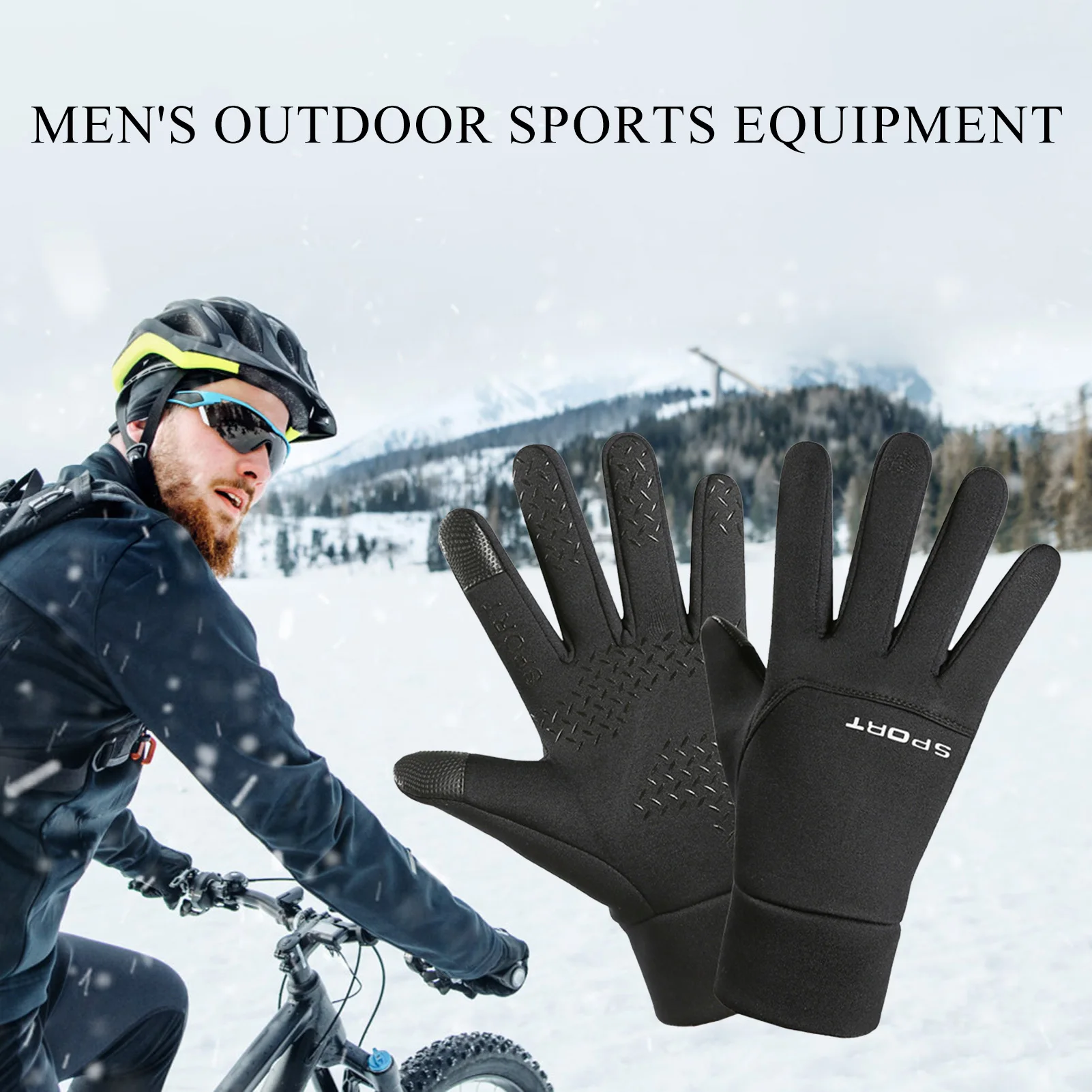 Men Casual Breathable Full Finger Gloves Warm Water Resistant Touch Screen Gloves for Walking Riding Cycling