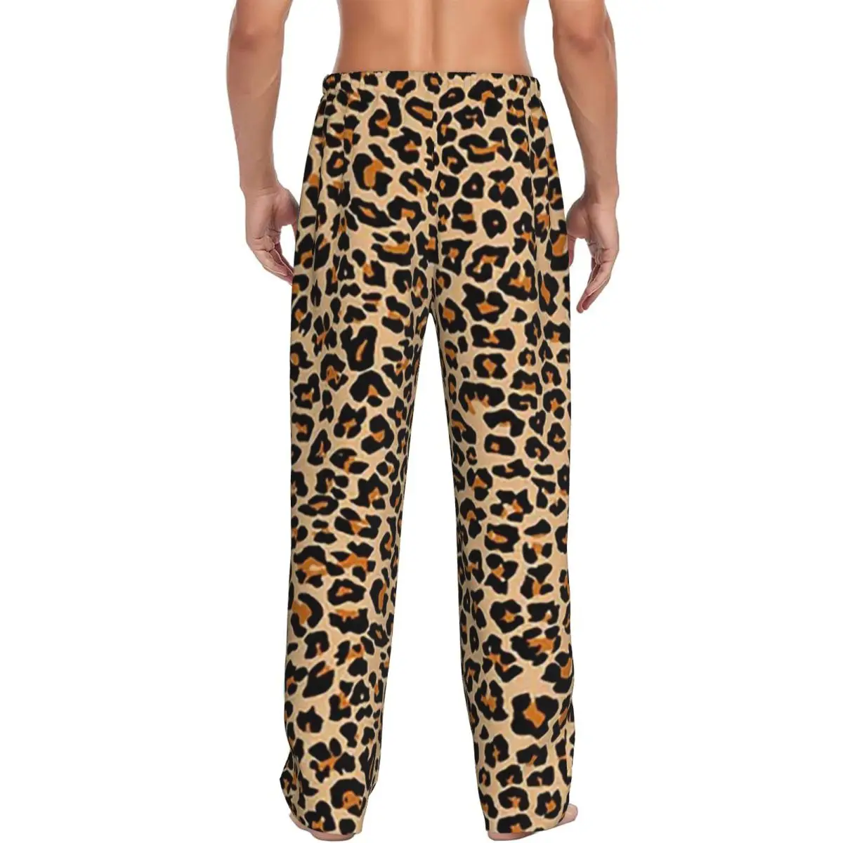 Custom Leopard Spotty Print Face Mask Pajama Pants Men Sleepwear Sleep Lounge Bottoms with Pockets