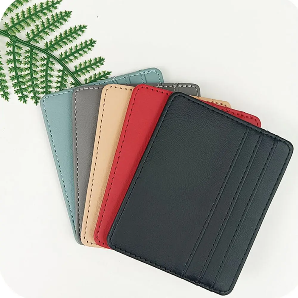 Holders Portable Coin Purse Men PU Leather Candy Color Credit Card Pocket Credit Card Box Business Card Cover Slim Wallets